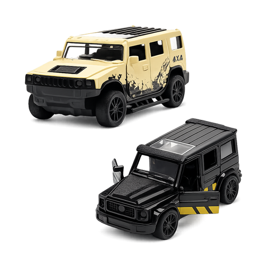 Die-Cast Hummer & G-Wagon Combo | Pull Back Toy Cars (Ages 3-7)