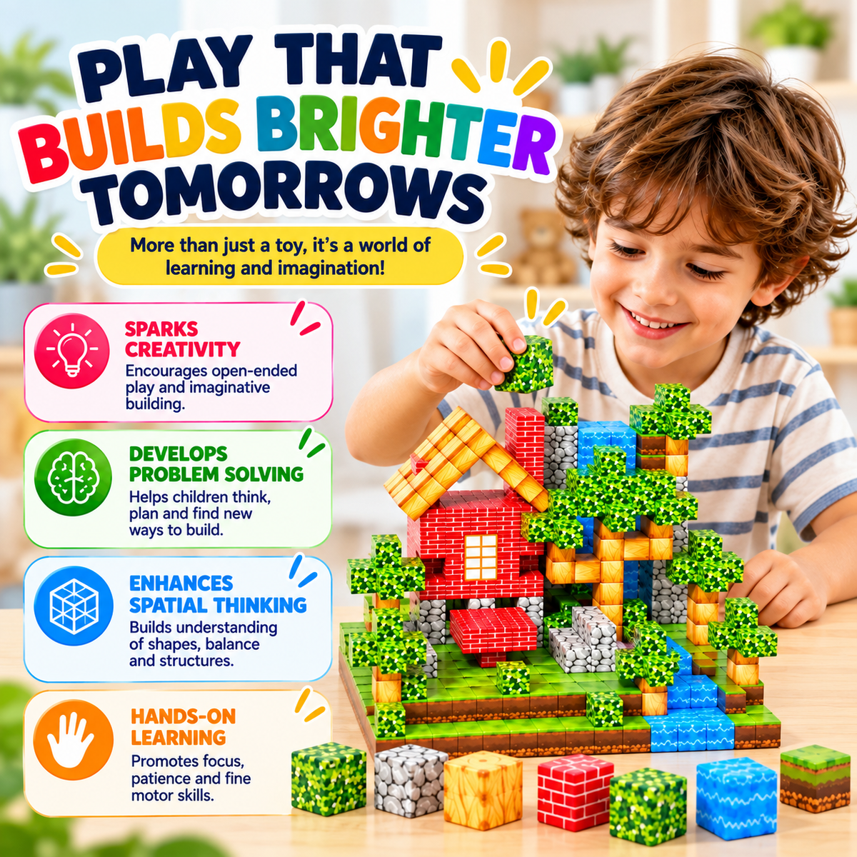 3D magnetic building blocks 63 pcs with 2.5cm cubes – view 6