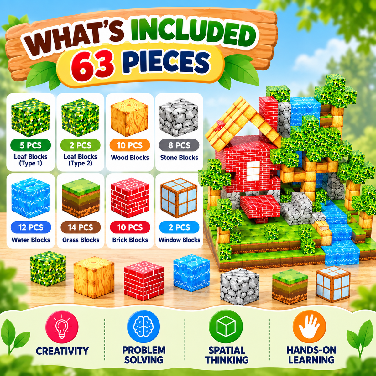 3D magnetic building blocks 63 pcs with 2.5cm cubes – view 7