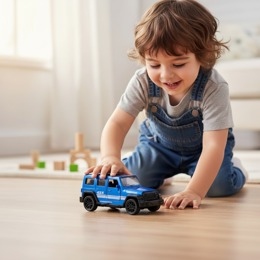 Ferrari & Blue Jeep Rubicon Die-Cast Pull Back Cars (Ages 3-7)
