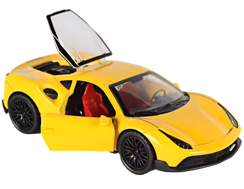 Ferrari 1:36 Die-Cast Metal Toy Car — Yellow & Red | Pull Back