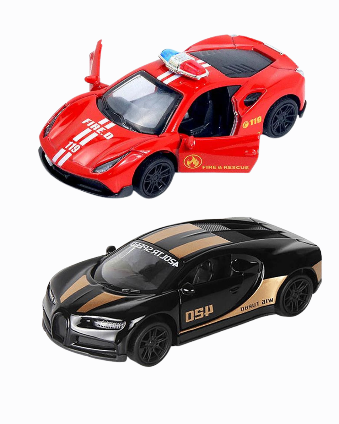 Ferrari & Bugatti Police Die-Cast Pull Back Cars (Ages 3-7)