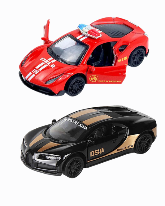 Ferrari & Bugatti Police Die-Cast Pull Back Cars (Ages 3-7)