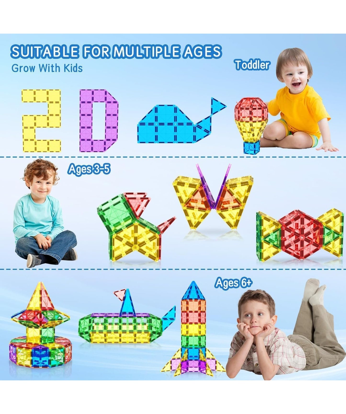 Magnetic Tiles 40 Pcs with 2 Car Chassis — STEM Building Set for Kids Ages 3–7