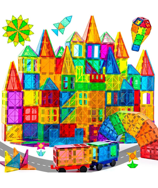 Magnetic Tiles 60 Pcs with 2 Car Chassis — STEM Building Set for Kids Ages 3–7