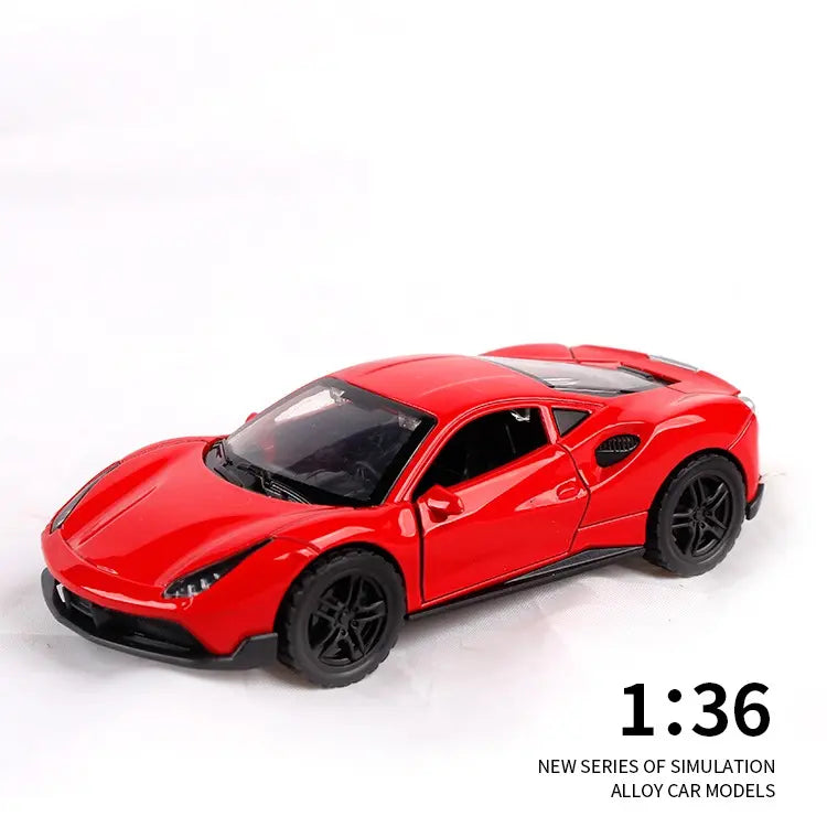 Ferrari 1:36 Die-Cast Metal Toy Car — Yellow & Red | Pull Back