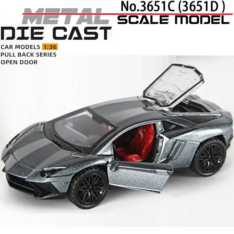 Lamborghini 1:36 Die-Cast Metal Toy Car — White & Gray | Pull Back