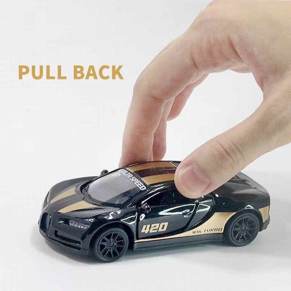 Bugatti 1:43 Die-Cast Metal Toy Car — Openable Doors & Pull-Back