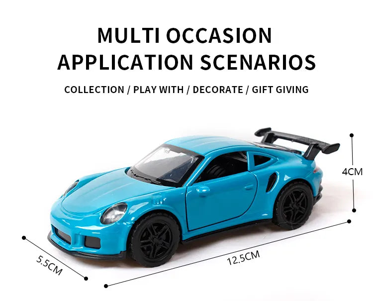 Porsche 1:36 Die-Cast Metal Toy Car — LED Lights, Music & Pull Back (Ages 3-7)
