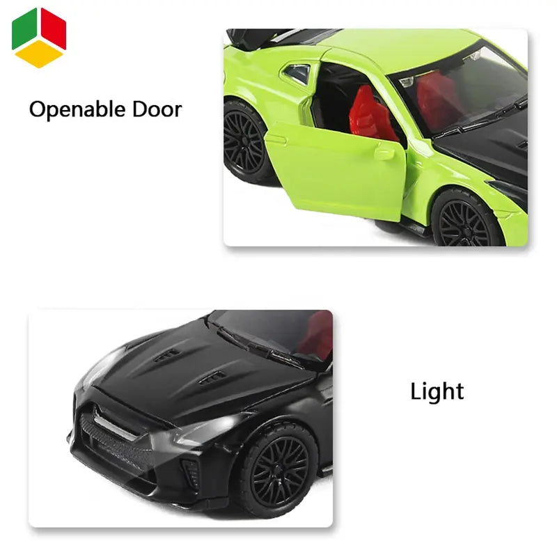 Nissan GTR 1:36 Die-Cast Metal Toy Car  - Lights, Music & Pull-Back (Ages 3-7)