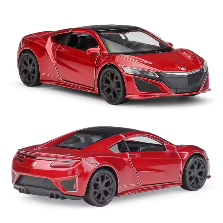 Honda NSX 1:36 Die-Cast Metal Toy Car — Blue & Red | LED Lights