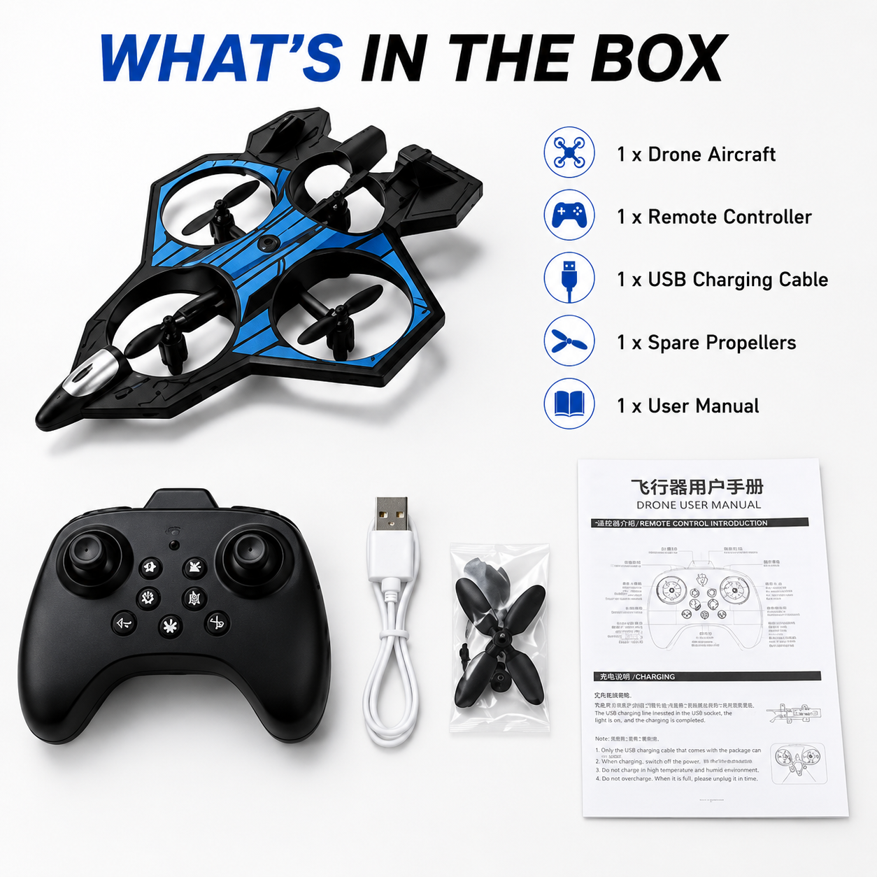 P2 Combat Aircraft RC Plane for Kids | 360° Flips, LED Lights & 6-Axis Gyroscope