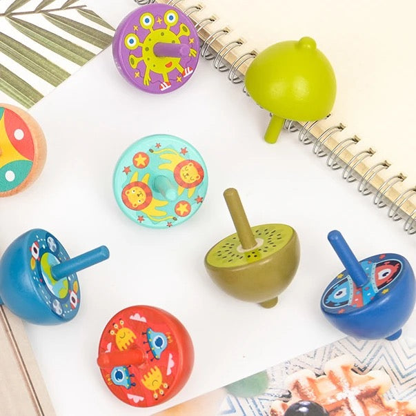 Wooden Hand-Painted Spinning Tops Lattu — Sets of 5 to 25 (Ages 3-7)