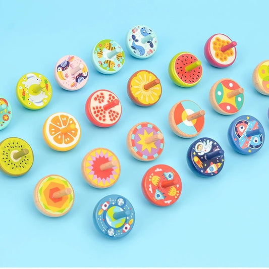 Wooden Hand-Painted Spinning Tops Lattu — Sets of 5 to 25 (Ages 3-7)