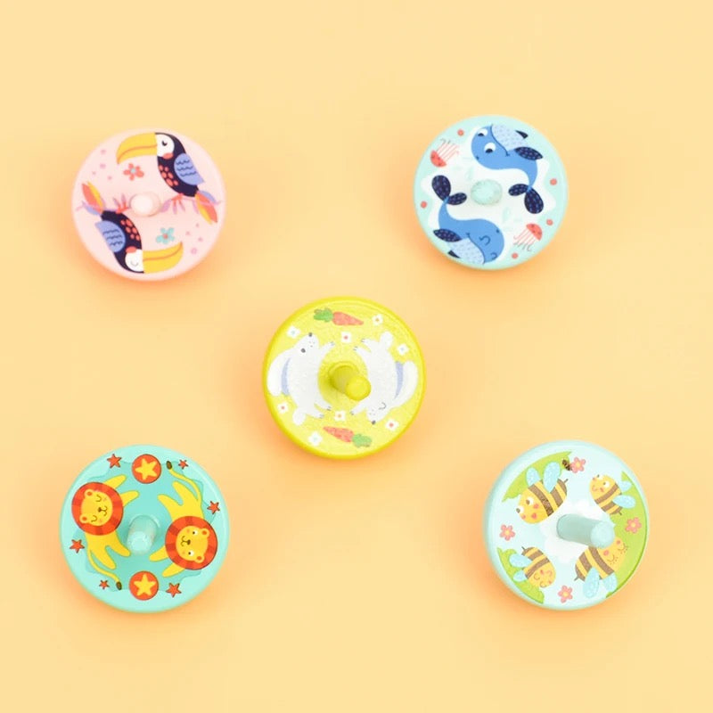 Wooden Hand-Painted Spinning Tops Lattu — Sets of 5 to 25 (Ages 3-7)