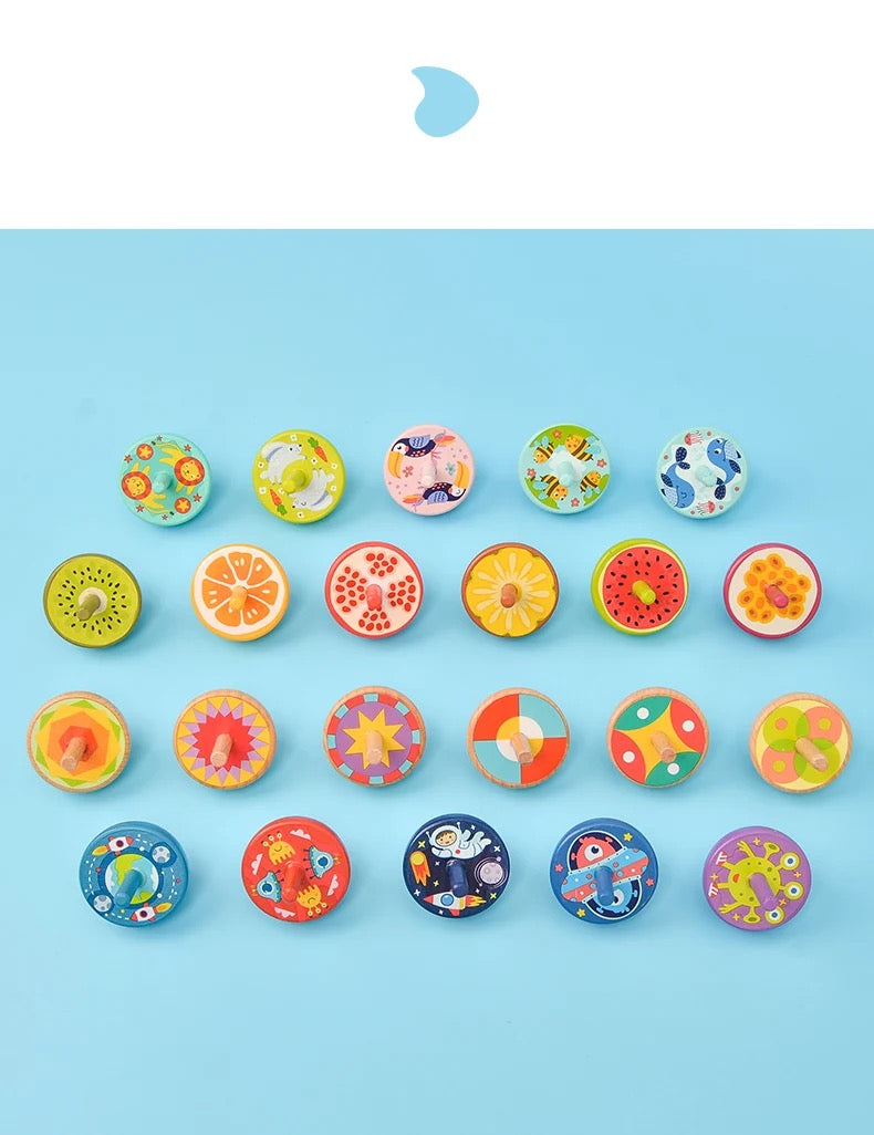 Wooden Hand-Painted Spinning Tops Lattu — Sets of 5 to 25 (Ages 3-7)