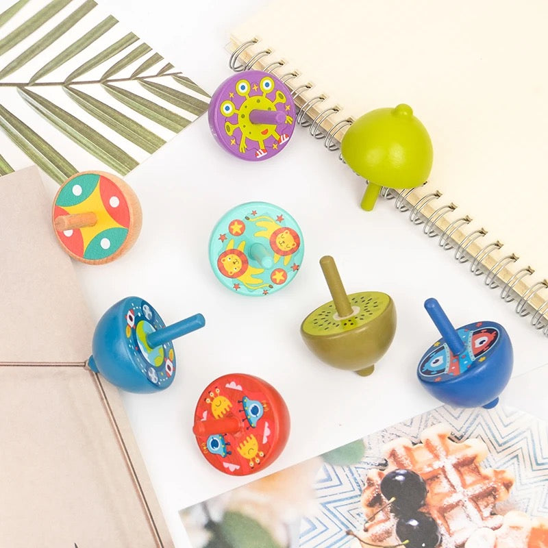 Wooden Hand-Painted Spinning Tops Lattu — Sets of 5 to 25 (Ages 3-7)