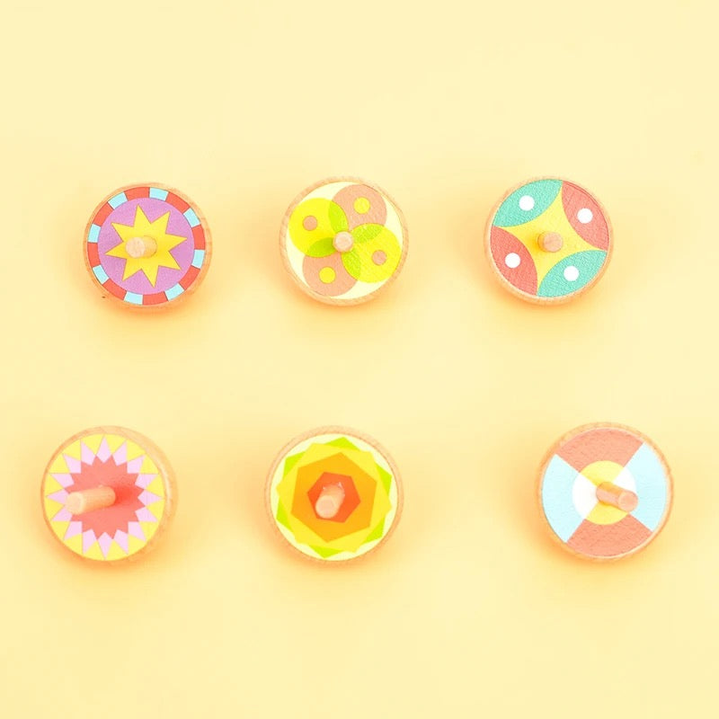 Wooden Hand-Painted Spinning Tops Lattu — Sets of 5 to 25 (Ages 3-7)