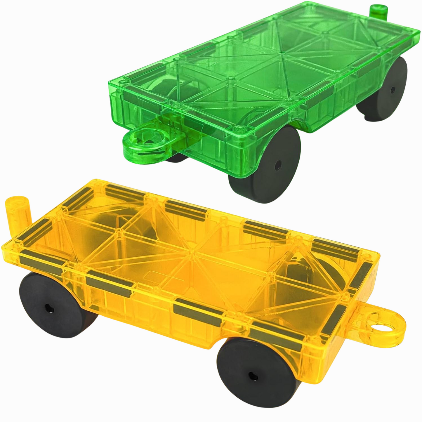 Magnetic Tiles Car Chassis 2 Pcs — Compatible Add-On Set | Random Colours (Ages 3-7)