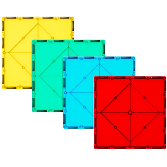 Large Square Magnetic Tiles 4 Pcs — Compatible Expansion Set for Kids