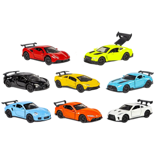 1:64 Die-Cast Metal Toy Cars — Pull-Back Sets of 1, 4, 8, 12 & 16
