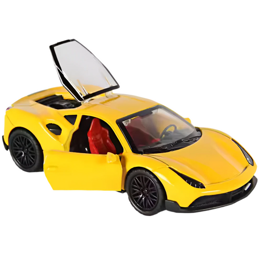 Ferrari 1:36 Die-Cast Metal Toy Car Yellow & Red | Pull Back