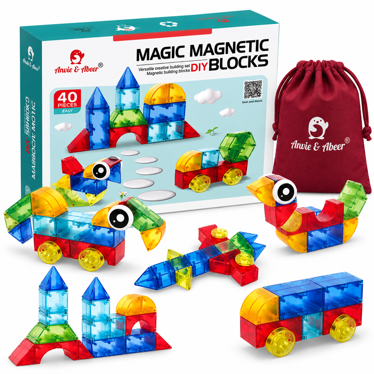 MAGIC magnetic building blocks 40 pcs easy edition STEM set – view 3