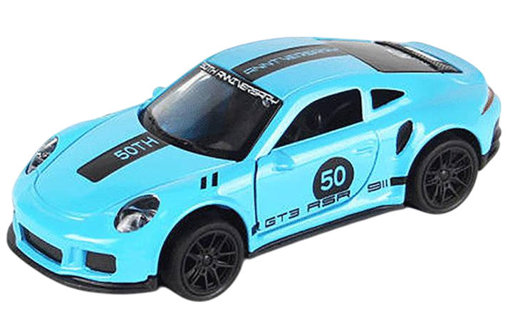 Porsche 1:43 Die-Cast Metal Toy Car in Blue — Pull Back & Openable Doors (Ages 3-7)