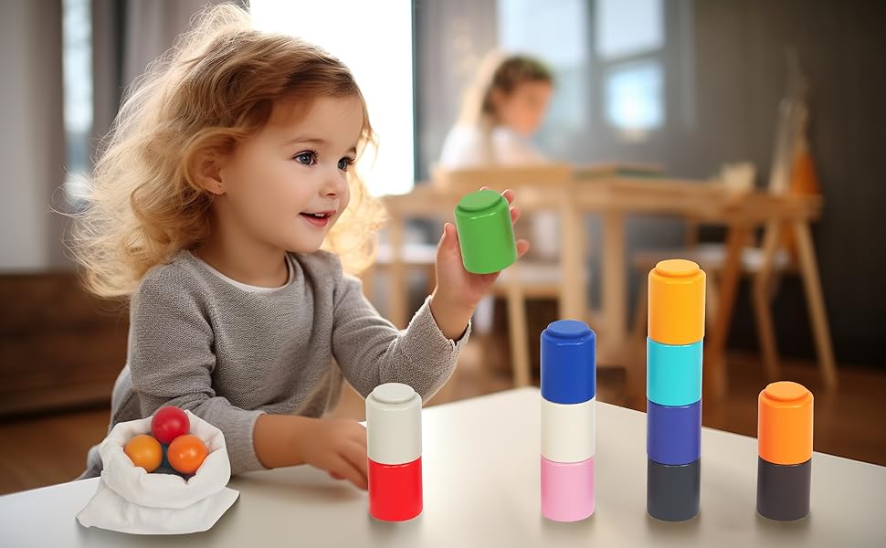 Wooden Colour Sorting Toy — 12 Balls & 12 Cups | Montessori Toddler Toy