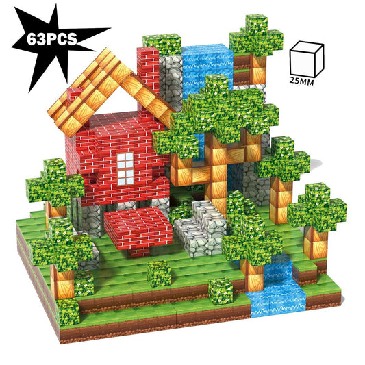 3D Magnetic Building Blocks | 63 Pcs | 2.5cm Cubes (Ages 3-7)