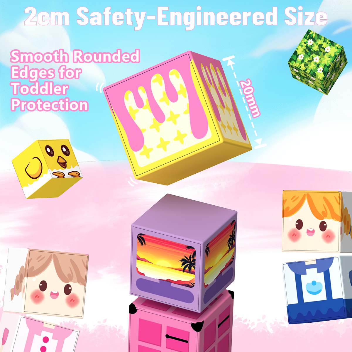 Minecraft 3D Magnetic Building Blocks – Pink Palace Theme | 100 Pieces | 2cm Cubes (Ages 3-7)