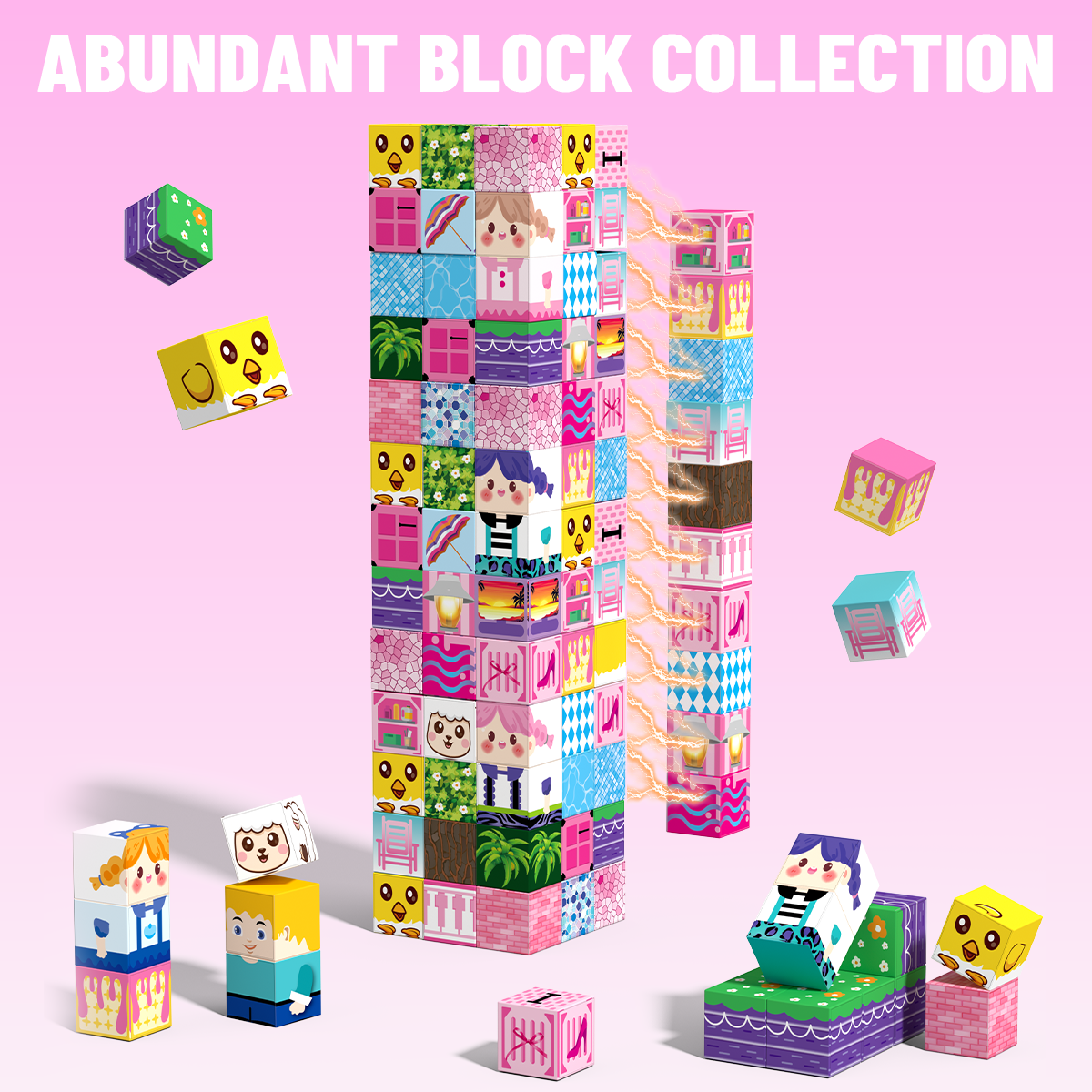 Minecraft 3D Magnetic Building Blocks – Pink Palace Theme | 100 Pieces | 2cm Cubes (Ages 3-7)