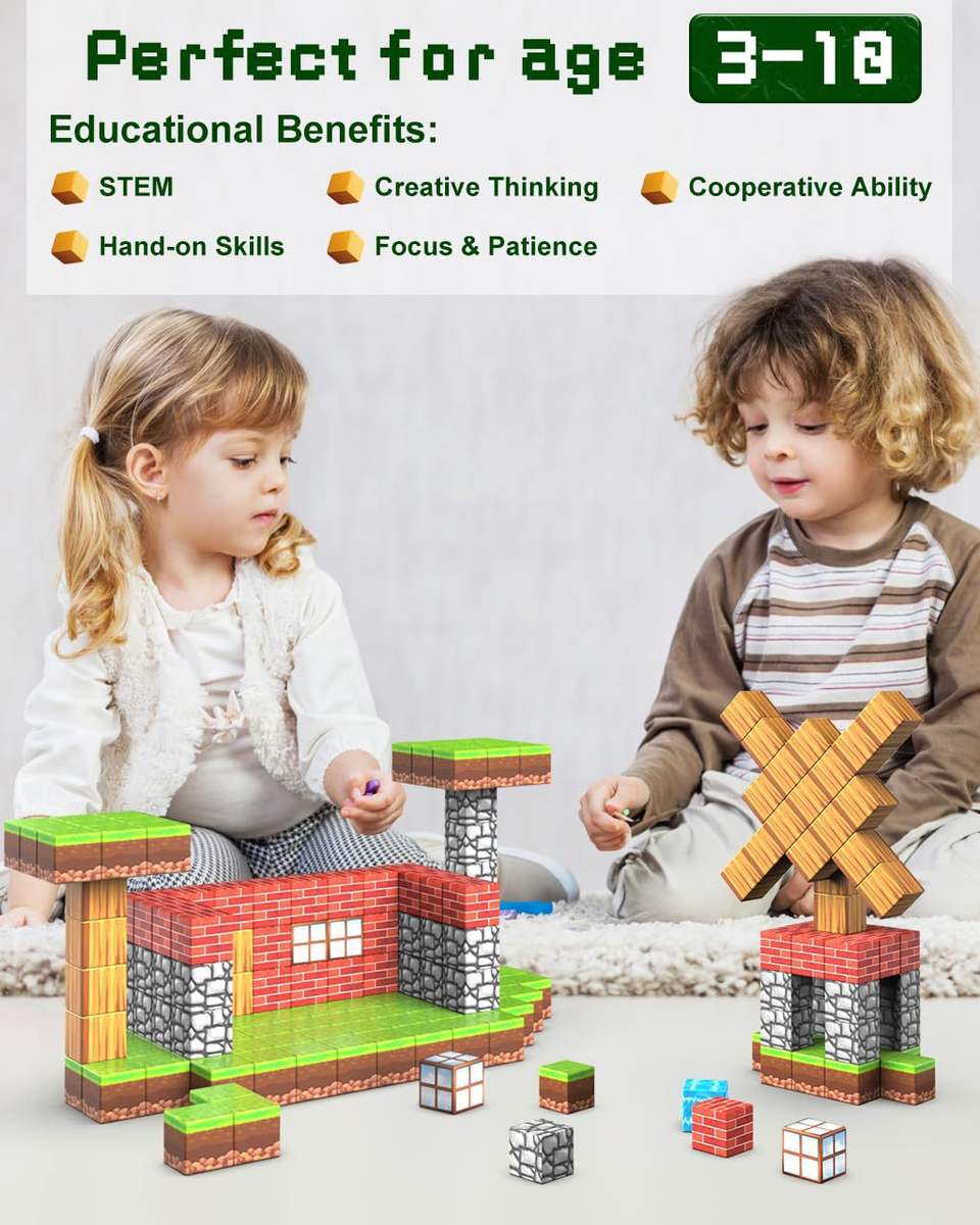 3D Magnetic Building Blocks | 63 Pcs | 2.5cm Cubes (Ages 3-7)