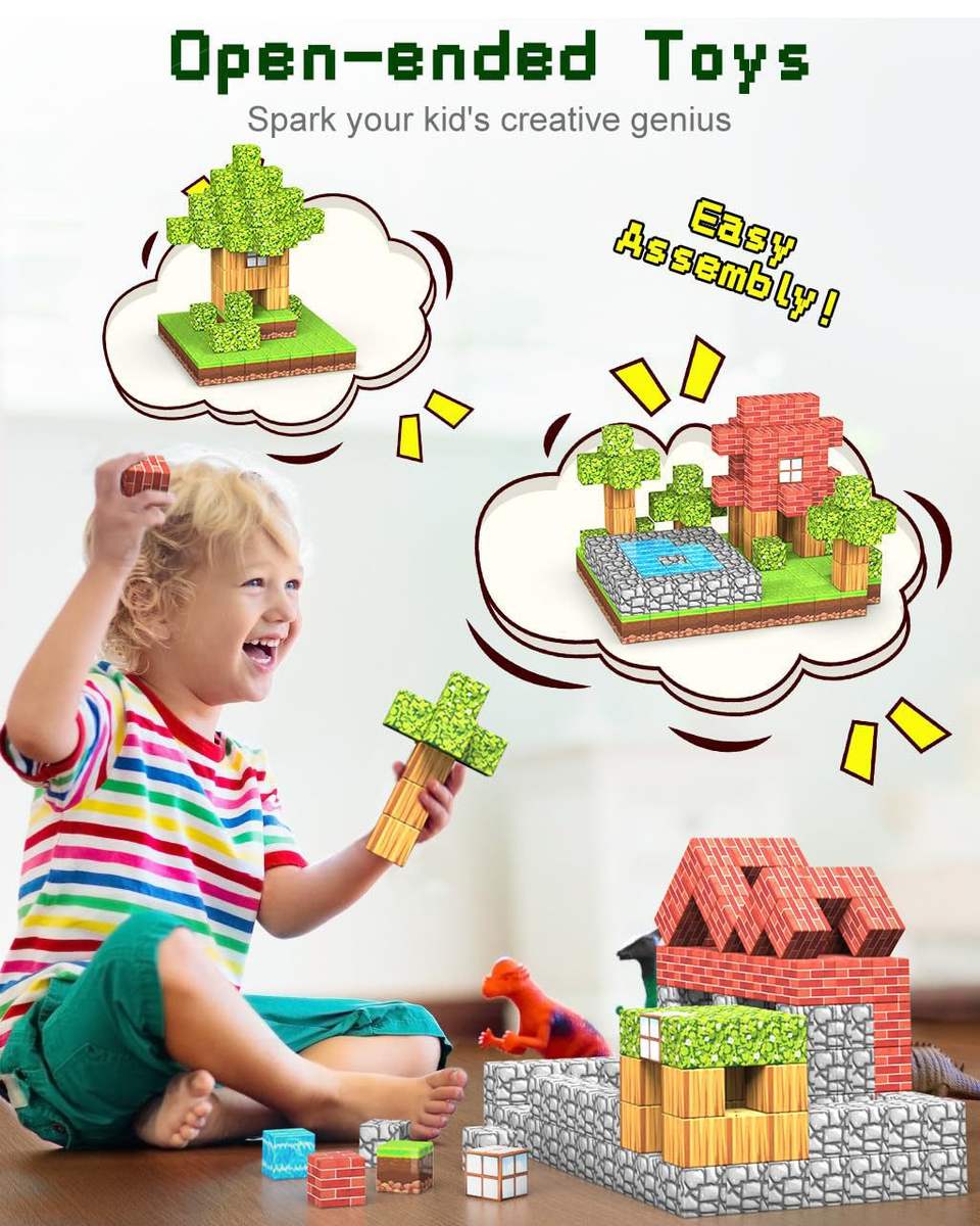 3D Magnetic Building Blocks | 63 Pcs | 2.5cm Cubes (Ages 3-7)