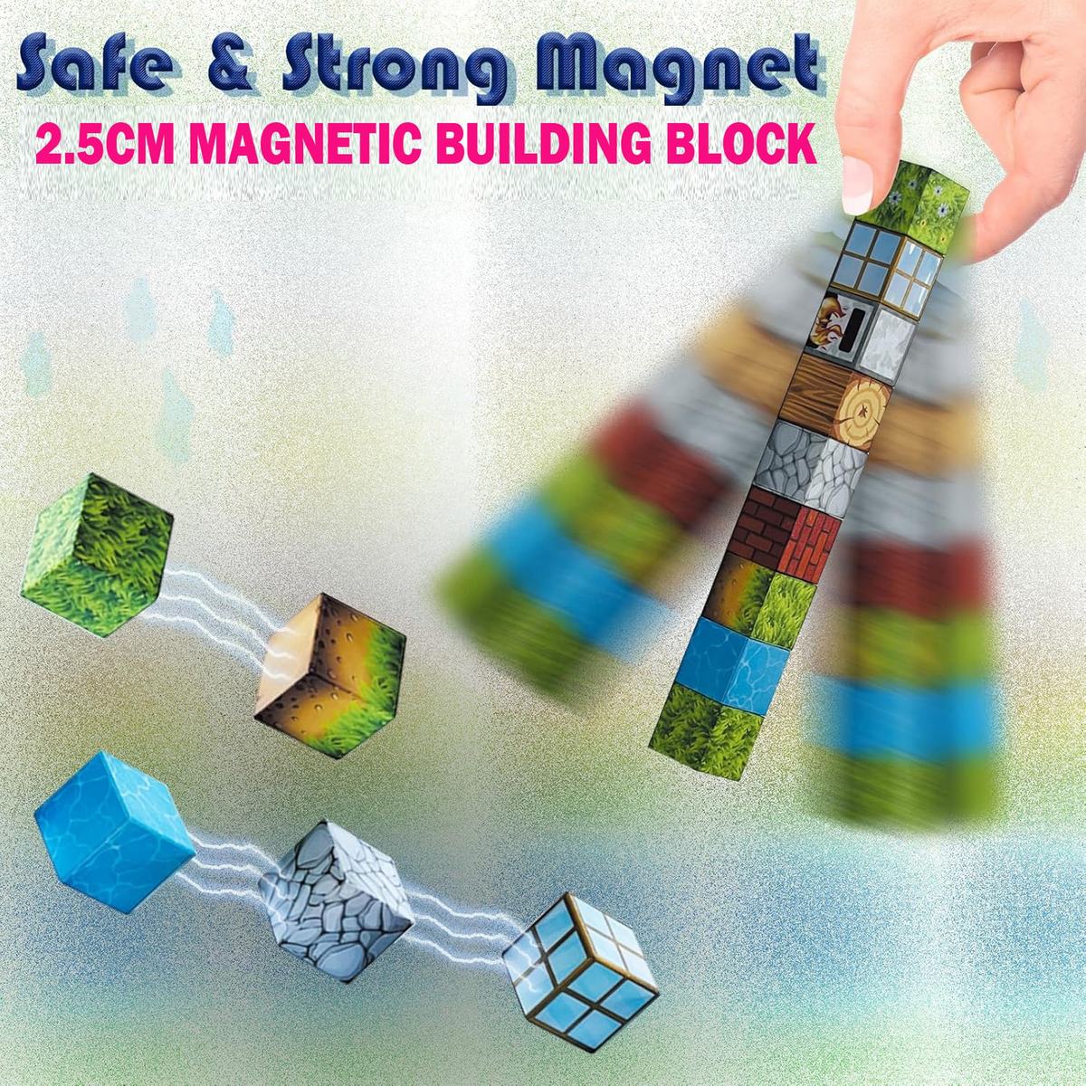 3D Magnetic Building Blocks | 63 Pcs | 2.5cm Cubes (Ages 3-7)