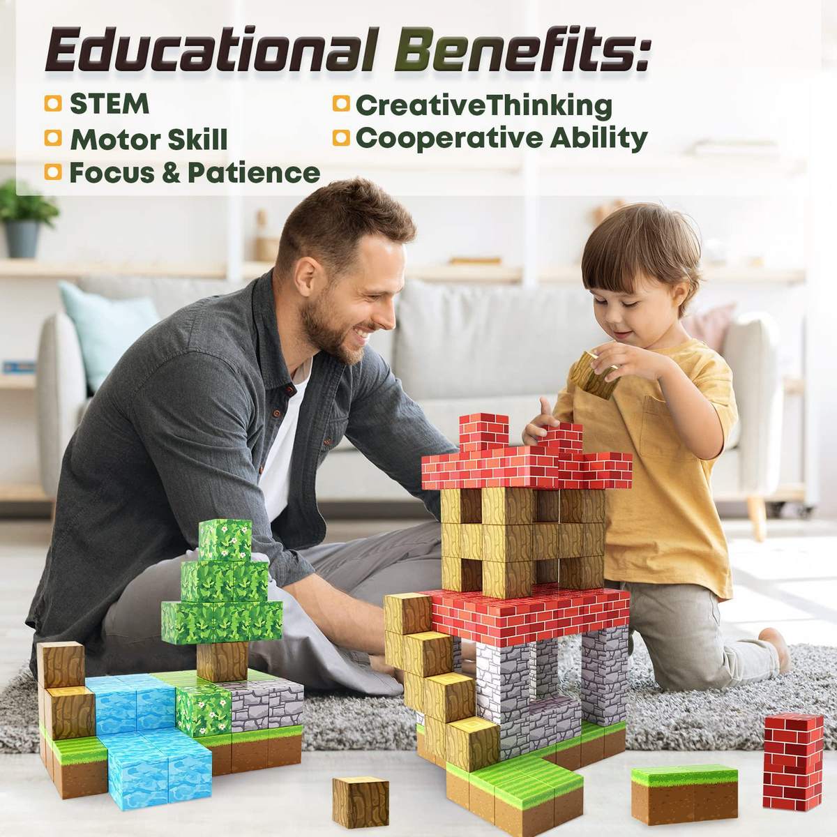 3D Magnetic Building Blocks | 63 Pcs | 2.5cm Cubes (Ages 3-7)