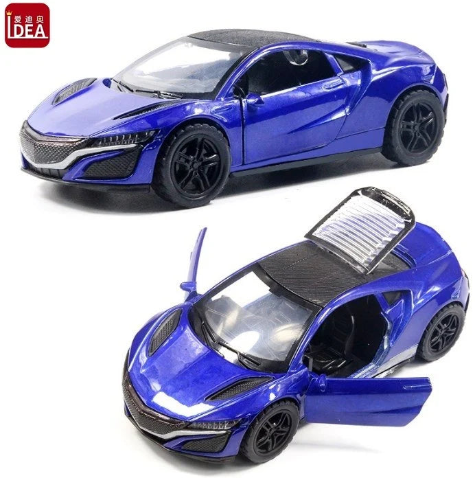 Honda NSX 1:36 Die-Cast Metal Toy Car — Blue & Red | LED Lights